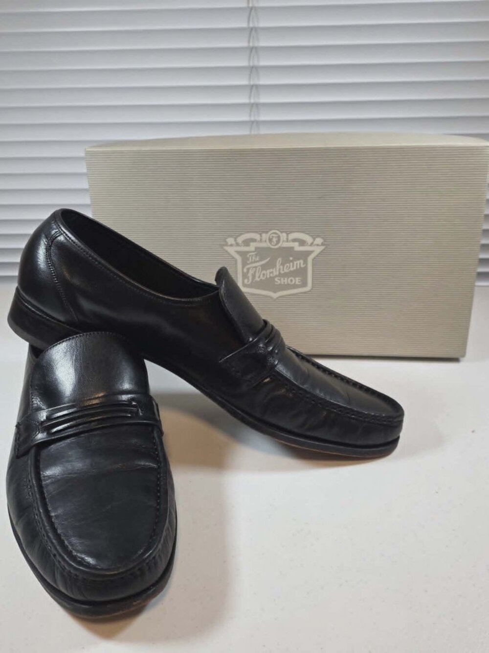FLORSHEIM COMO STRAP MOCC LOAFERS SLIP ON SHOES BLACK LEATHER MEN'S SIZE 12 B